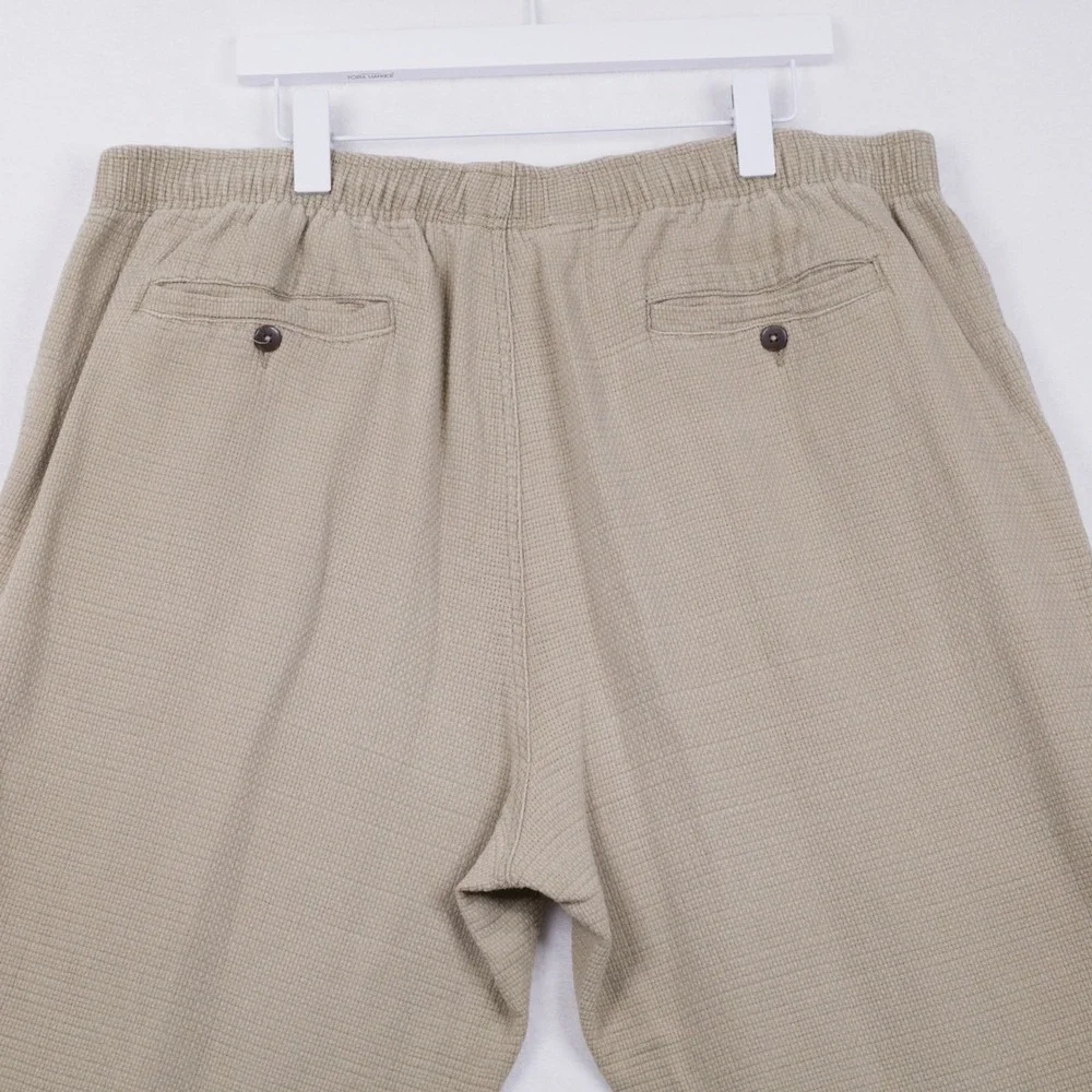 TERRITORY AHEAD Textured Waffle Weave Cotton‎ Pants Drawstring Beige Mens Sz XXL